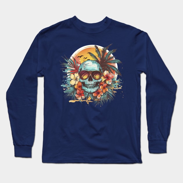 Summer Skull Vibes 03 Long Sleeve T-Shirt by NineBlack